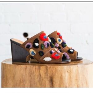 Rachel Comey Dahl Multi-Leopard Fabric Mules. Rare!